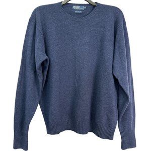 Polo Ralph Lauren Pullover Sweater Mens Size XL Blue 100% Lambs Wool Long Sleeve